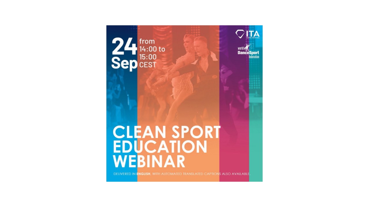 WDSF e ITA: webinar sulla formazione antidoping e sul Clean Sport