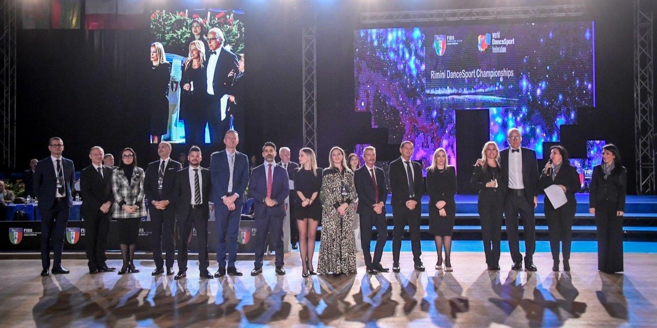 La Presidente Federale Laura Lunetta e il Presidente del CONI Giovanni Malagò al Rimini DanceSport Championships