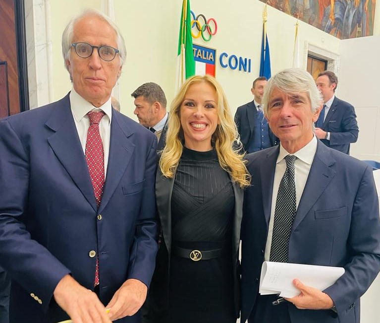 La Presidente federale con il Presidente del CONI Giovanni Malago’ e il Ministro per lo Sport e per i Giovani Andrea Abodi